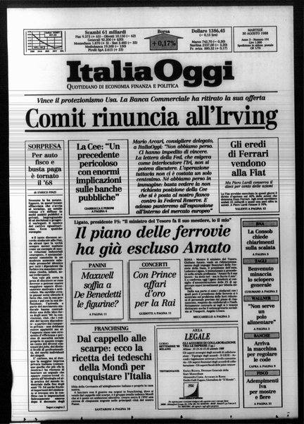 Italia oggi : quotidiano di economia finanza e politica